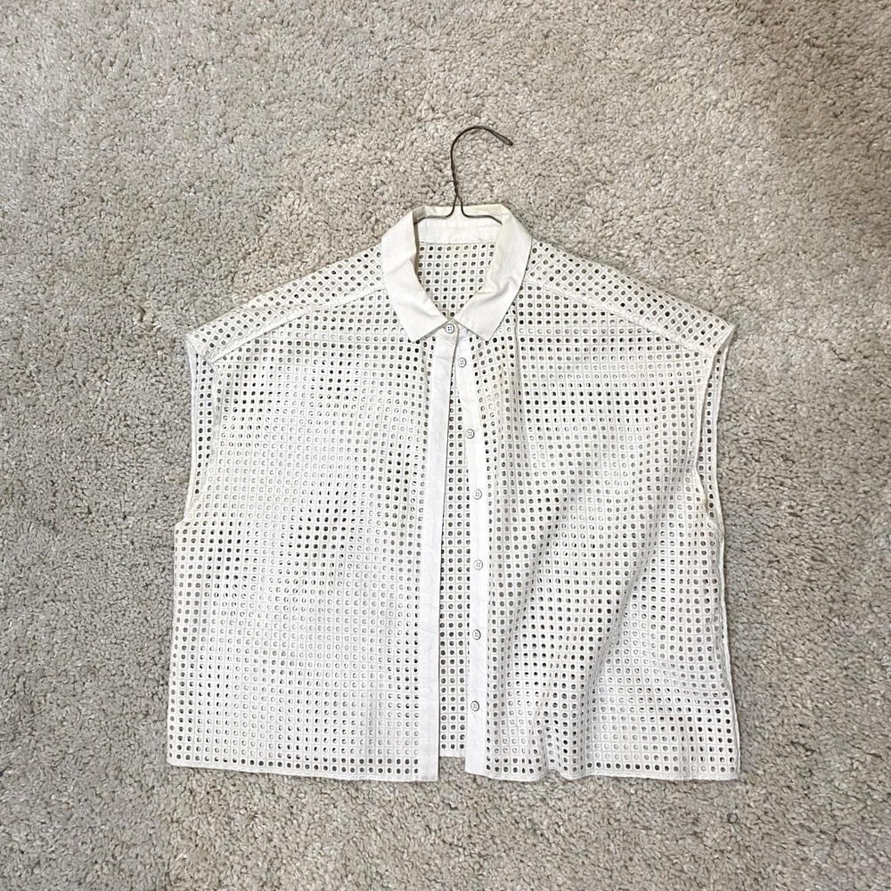 White cotton structured women’s top, size M